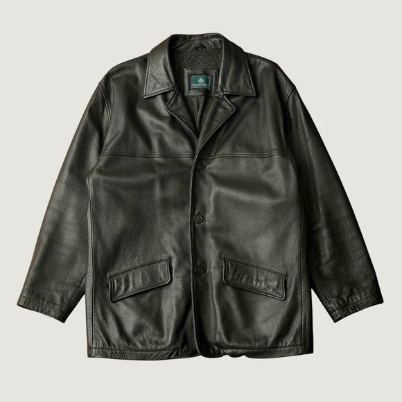 RAINFOREST Other - Rainforest Jacket Car Coat Black Pebbled Leather Sherpa Lined Button Front L